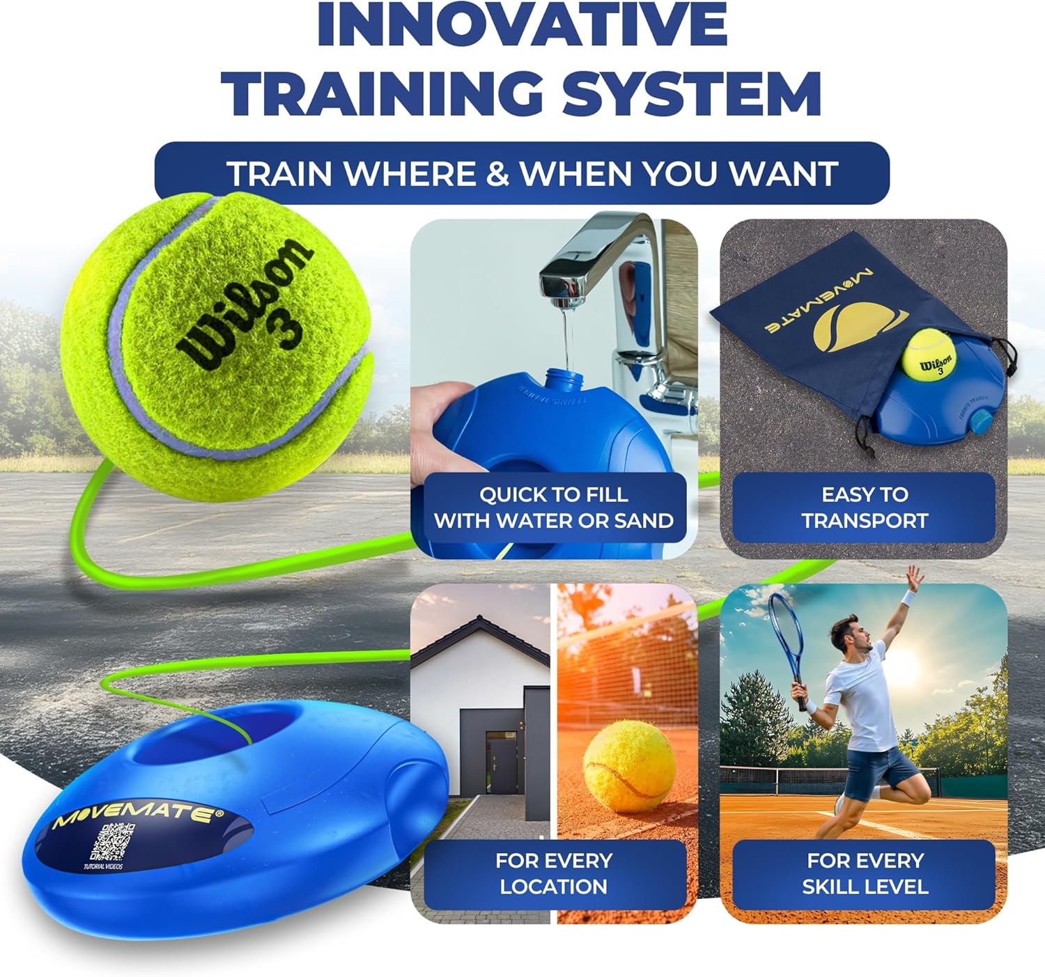 Tennis-Trainer Set with Tennis Ball | Innovative Ball Game for Outdoors, in The Garden, in The Park for Children & Adults