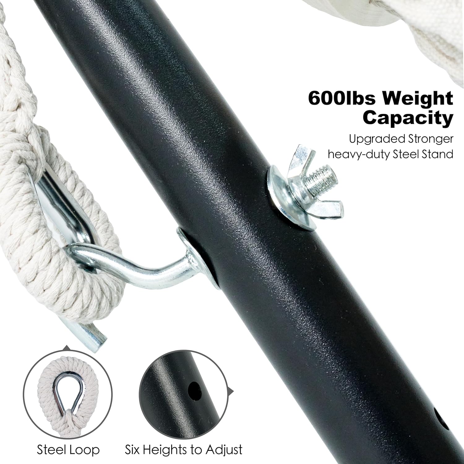 Double Hammock with Stand for Outside, Upgraded Spreader Bar, Heavy Duty Space Saving Steel Stand 2 Person, Convenient Pocket, Easy Assembly, 600lbs Weight Capacity, Indoor & Outdoor