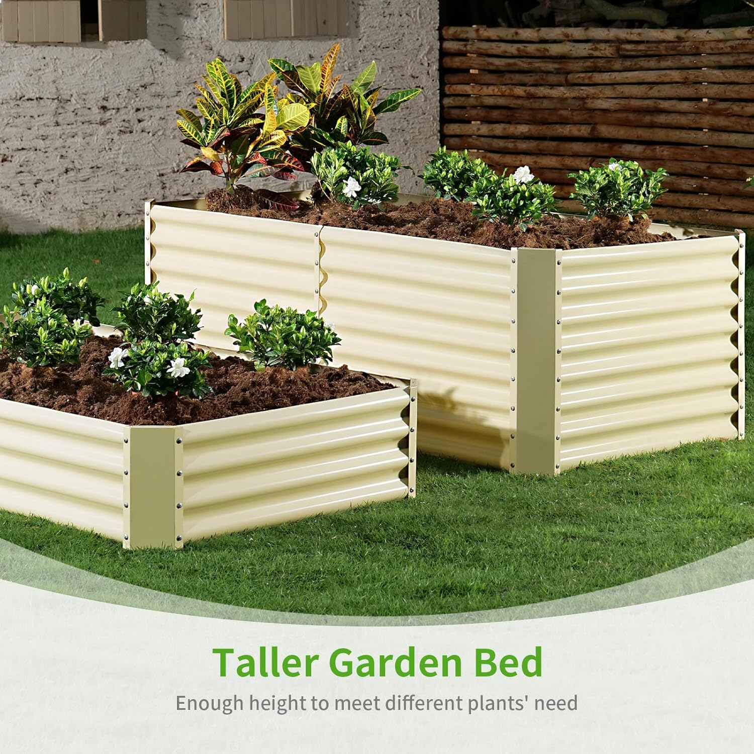 Galvanized Raised Garden Bed, Planter Boxes Outdoor, Raised Garden Beds Outdoor for Vegetables, Flowers, Herbs