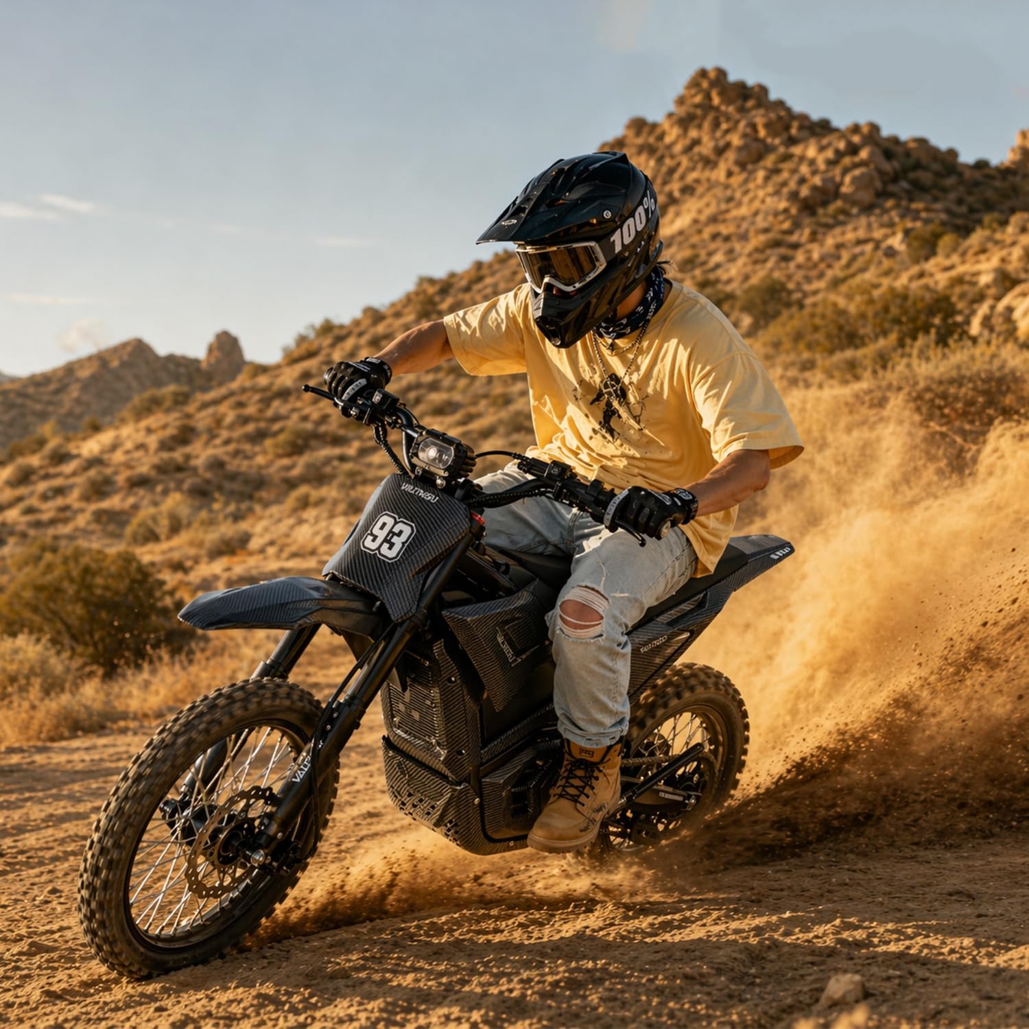 Electric Dirt Bike for Adults Teens, 3840W Peak Electric Motorcycle 40MPH 53Miles Long Range, 48V 23.4Ah Battery Ebike,Hydraulic Brakes Mountain Off-Road Fit Age 12+