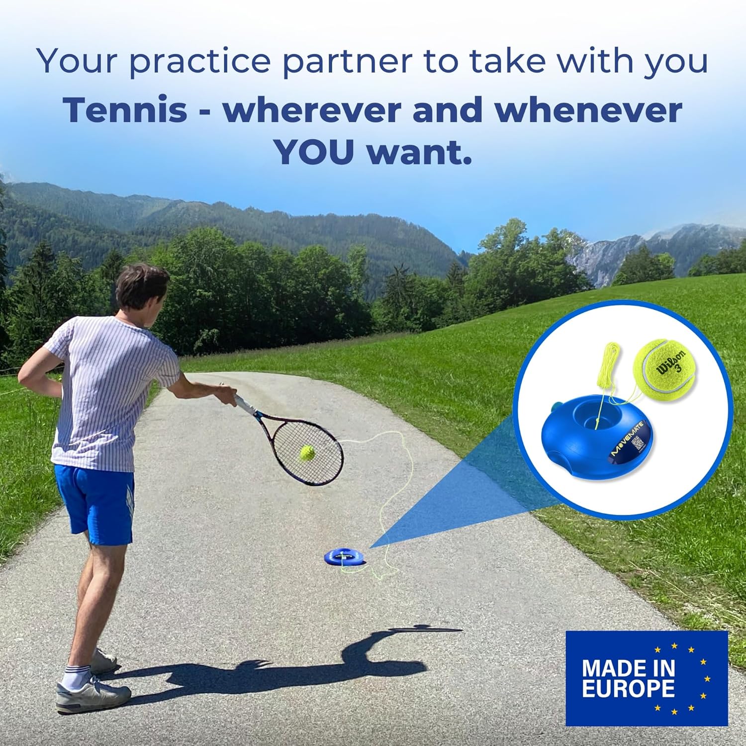 Tennis-Trainer Set with Tennis Ball | Innovative Ball Game for Outdoors, in The Garden, in The Park for Children & Adults