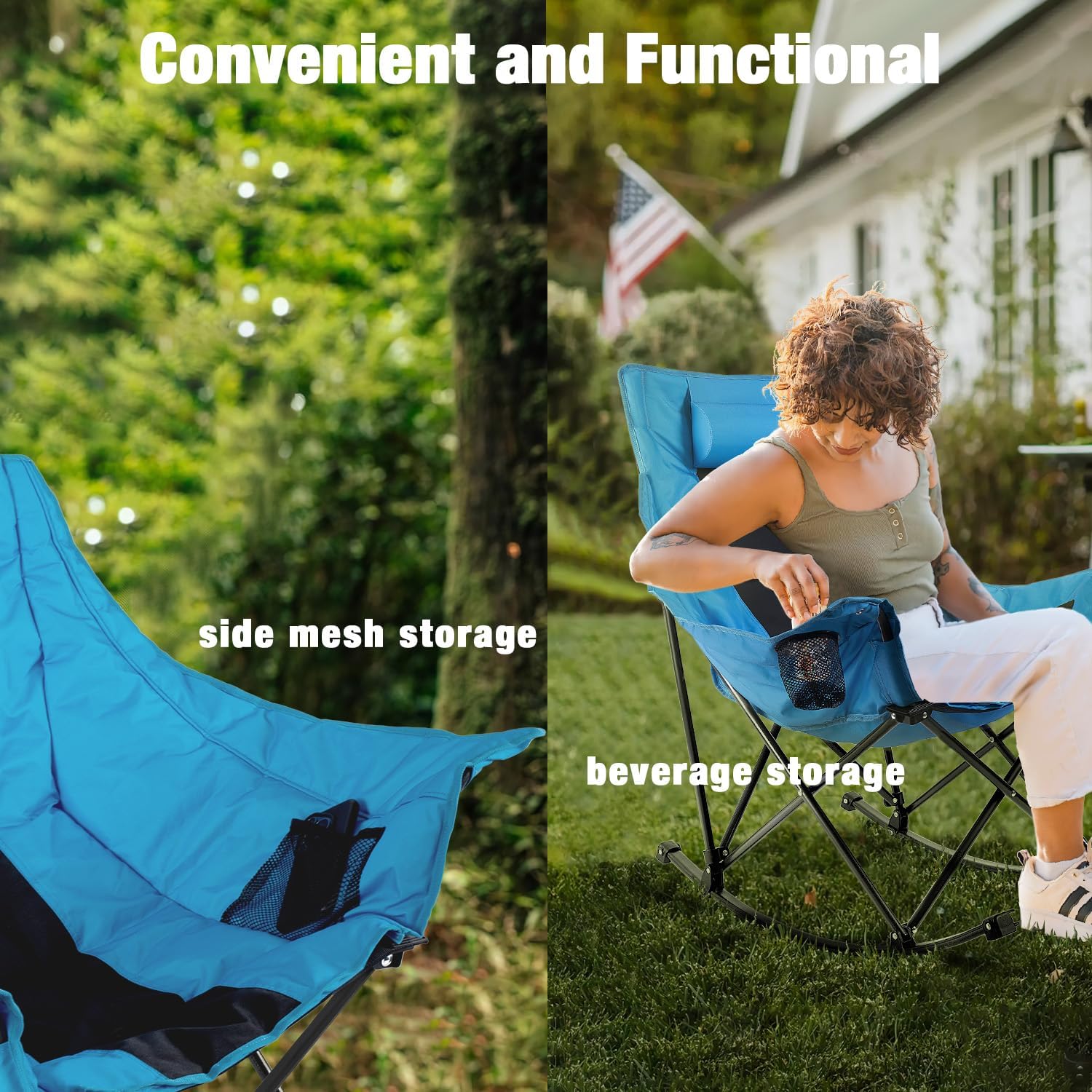 Outdoor Folding Rocking Camping Chair for Adults