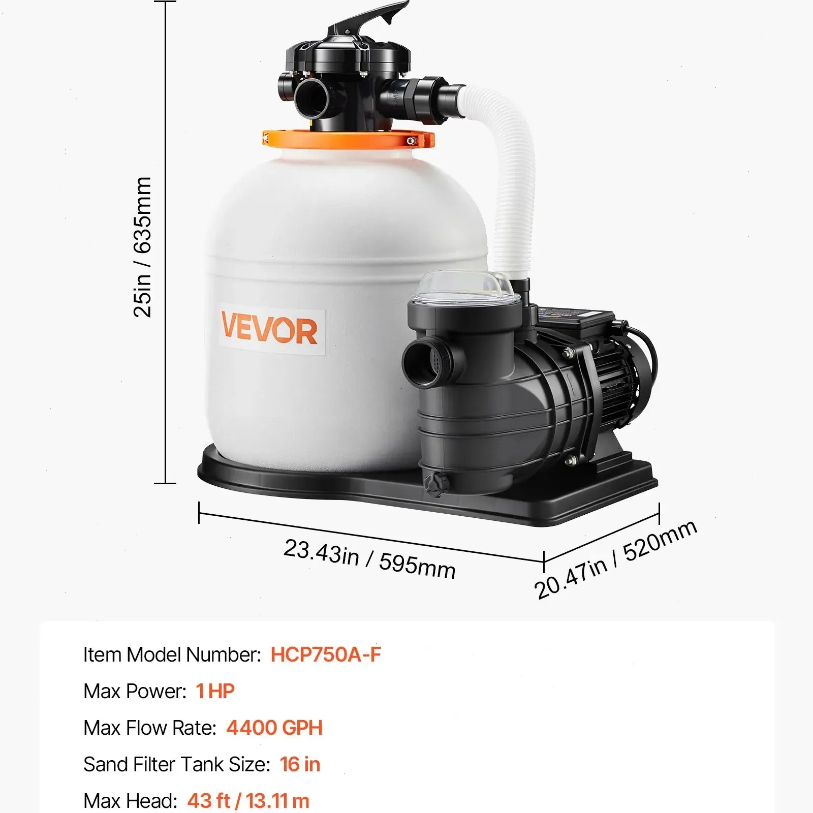 FlashPure Sand Filter Pump, Summervibes,Summervibes, 16 in for Above Ground Pool, 1 HP 4400 GPH, Swimming Pool Filter System with Timer, 6X Faster Filtration with Media Installed, Leak-Resistant, Ready to Use Out of Box, Pool Accessories, Swimming P