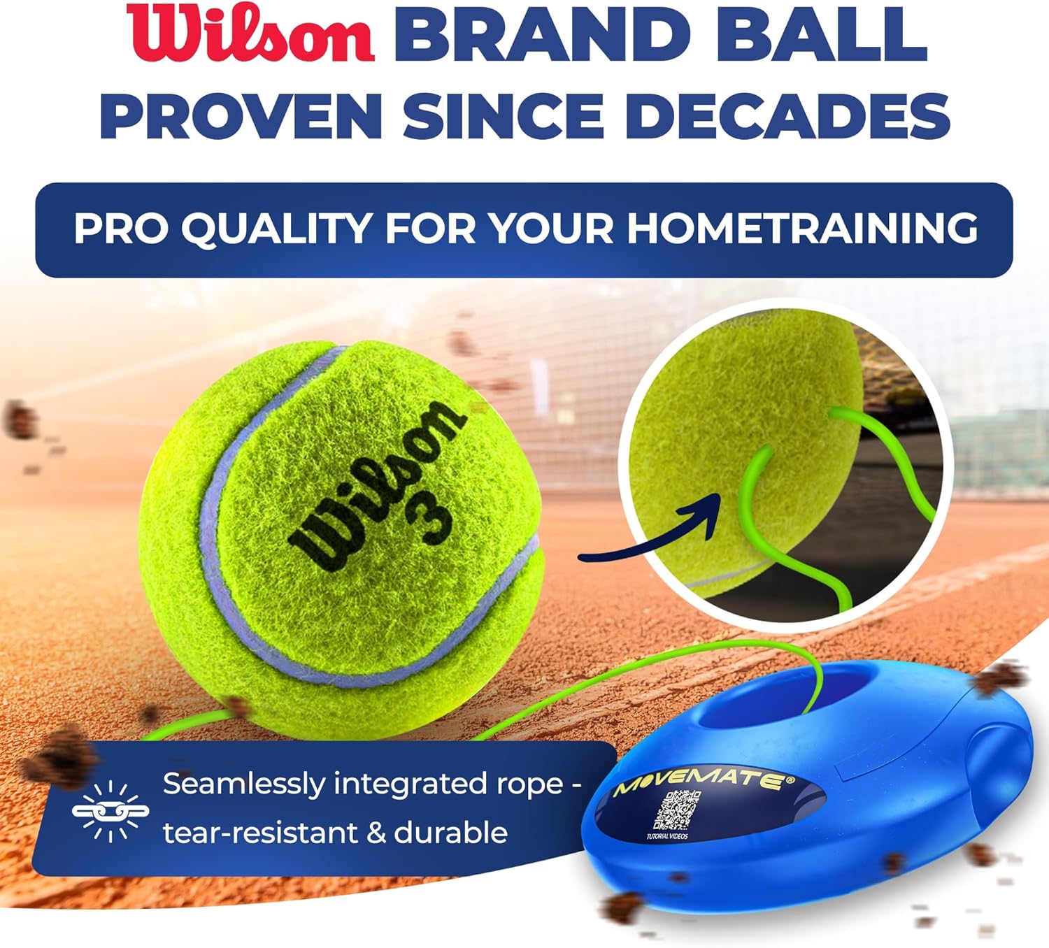 Tennis-Trainer Set with Tennis Ball | Innovative Ball Game for Outdoors, in The Garden, in The Park for Children & Adults