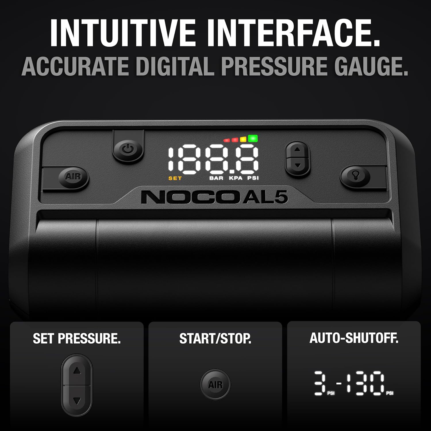 Cordless Tire Inflator – Portable Rechargeable Air Compressor with USB-C – 17 LPM Inflates 0–40 PSI in 7 Minutes – Digital Gauge + Auto-Shutoff
