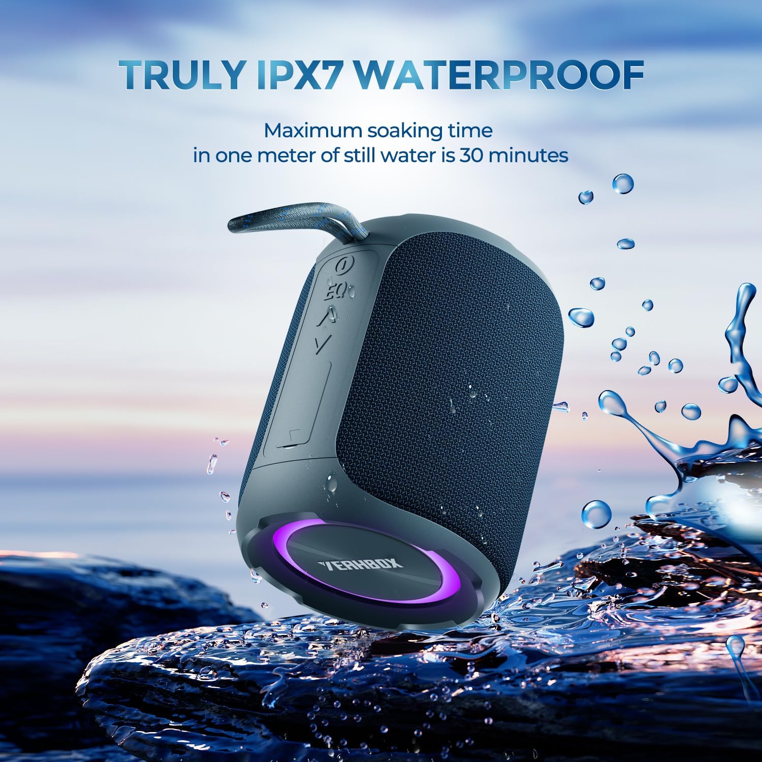 Portable Bluetooth Speaker, Bluetooth 5.3 40W Wireless Stereo with Deep Bass, RGB Lights, IPX7 Waterproof, Long-Lasting Battery, TWS Pairing for Outdoor, Party, Shower & Home