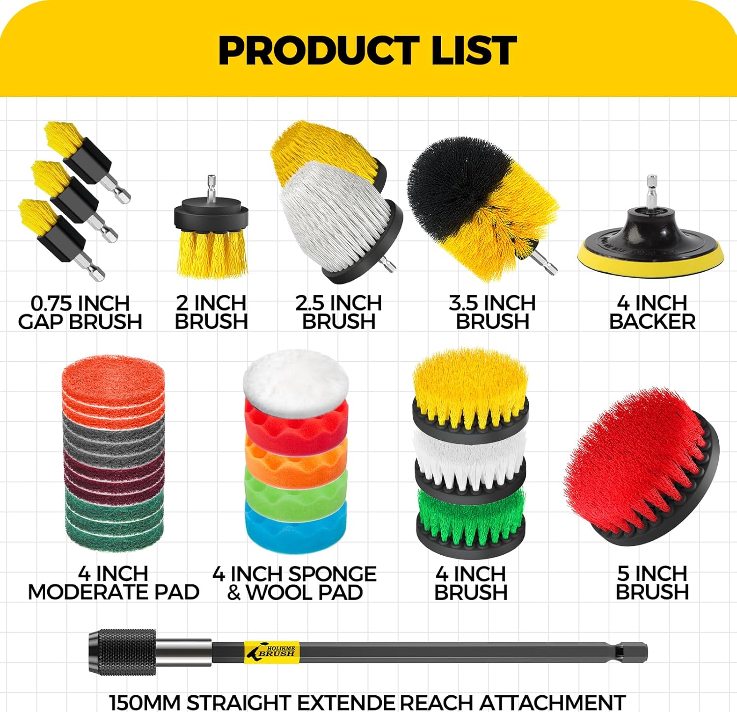 30Pack Drill Brush Attachments Set,Scrub Pads & Sponge, Power Scrubber Brush