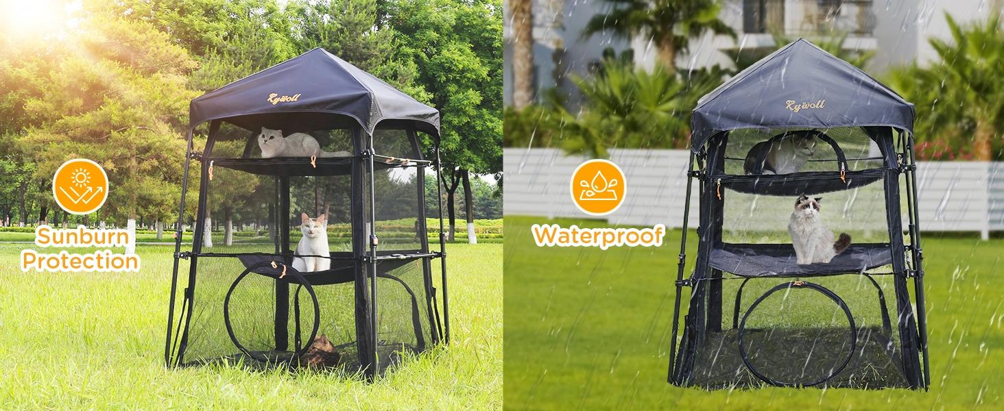 Elegear Extra Large Outdoor Cat Enclosure, 3-Tier Spacious Design&5 Windows, Weatherproof&Sunproof,Carry Bag for Patio Camping Pet Supplies Apartment