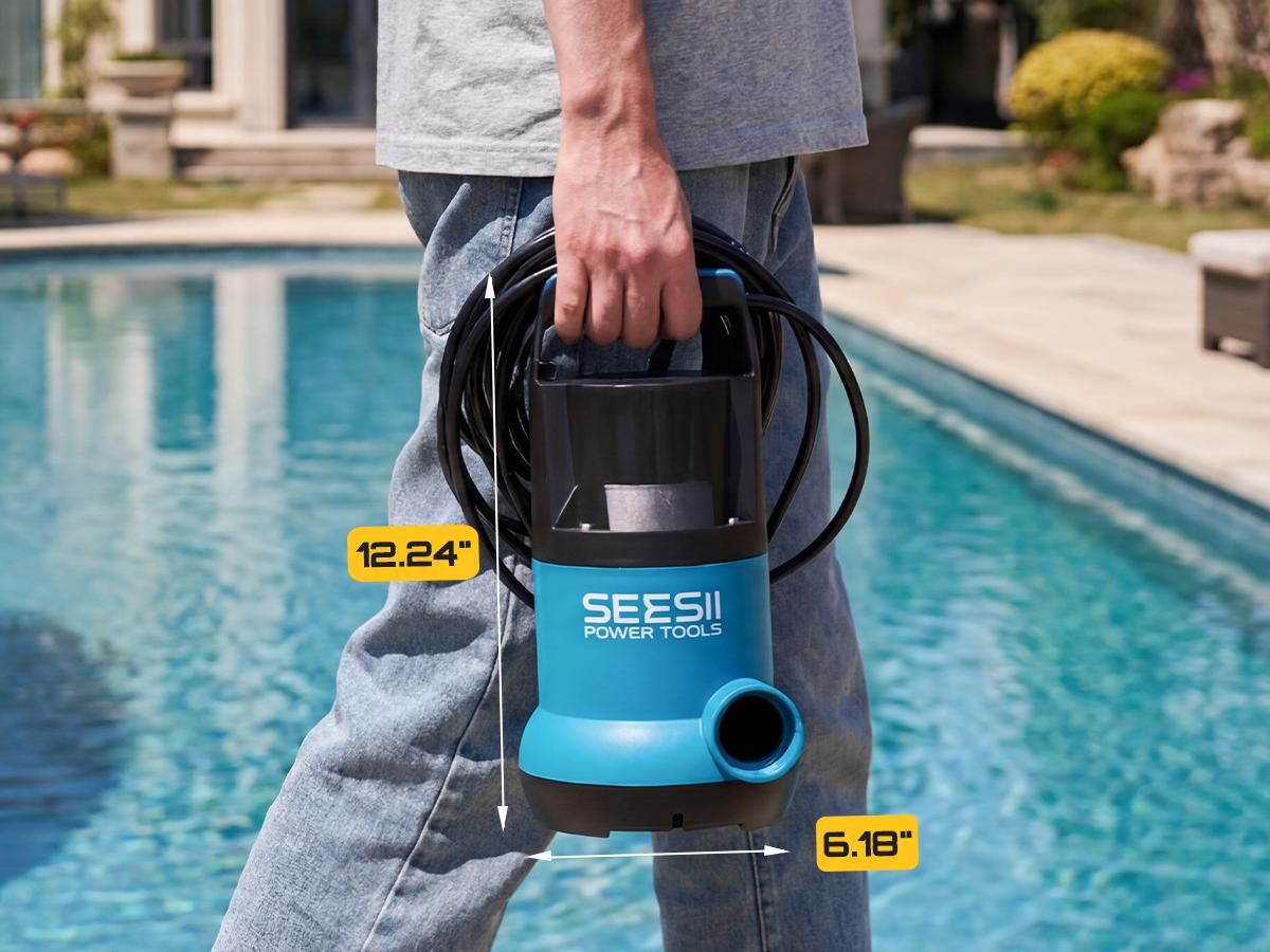 【FathersDay Gift】SEESII 1HP Submersible Water Pump, 4755GPH High Flow Sump Pump with 23ft Hose Kit, Anti-Clogging Filter Net for Swimming Pool Hot Tub Pond Basement Rooftop Garden Water Removal fathersdaygift 【FathersDay Gift】SEESII 1HP Submersible Water Pump, 4755GPH High Flow Sump Pump with 23ft Hose Kit, Anti-Clogging Filter Net for Swimming Pool Hot Tub Pond Basement Rooftop Garden Water Removal fathersdaygift