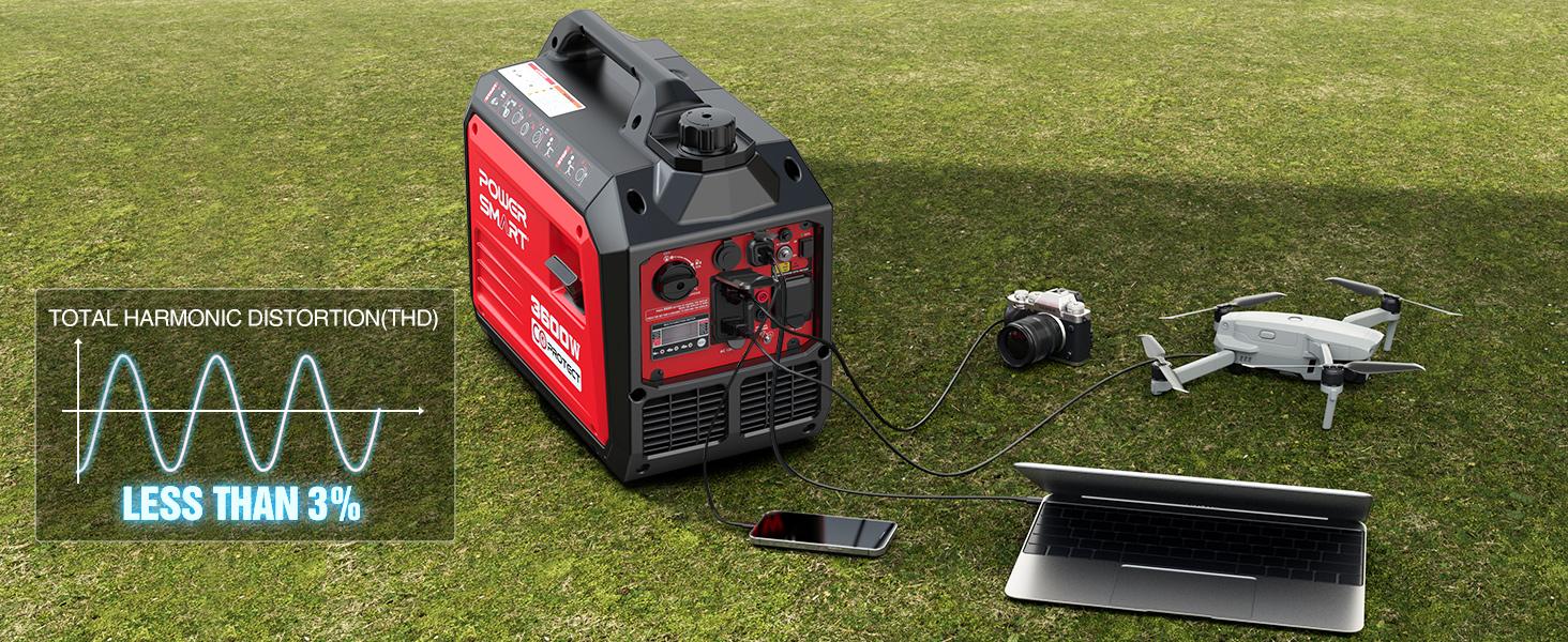 PowerSmart 3600 Watt Quiet Portable Inverter Generator,Summervibes,Fathersdaygift,RV Ready 30A Outlet,Parallel Capable,Emergency Use Camping, EPA Compliant,Hurricane, Emergency,Safe & Long-lasting usage,All Season(DB5035)