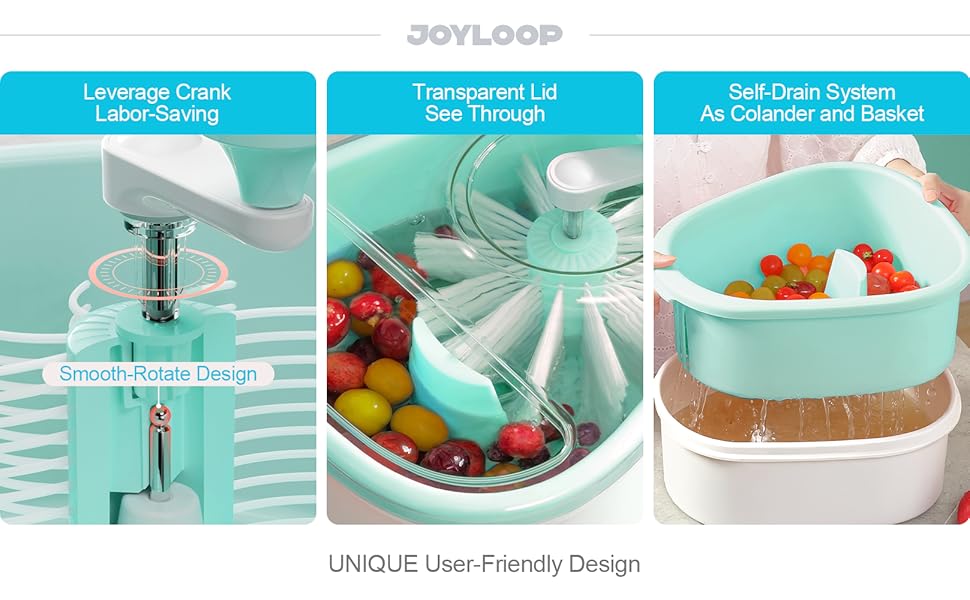JOYLOOP Fruit and Vegetable Cleaner with Fruit Spinner Bowl