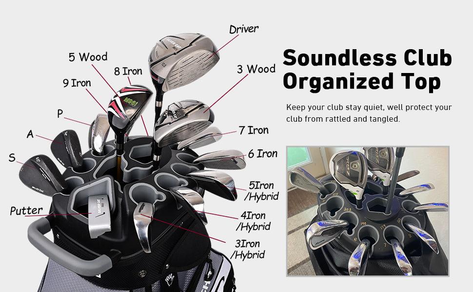 Ask Echo Golf T-LOCK 2.0 Cart Bag 14 Way Organizer Dividers Quiet Golf Bag