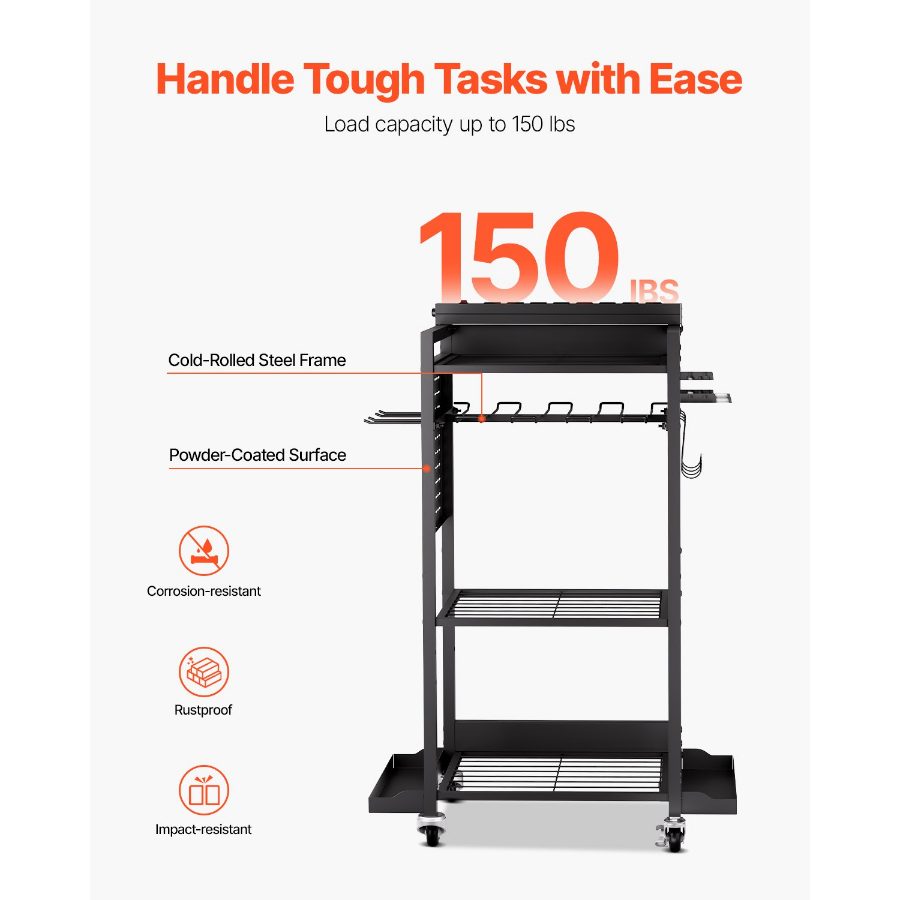 VEVOR 4-tier Tool Organizer Cart with Charging Station, 8 AC Outlet, Floor Stand Rolling Drill Holder and Tool Battery Storage Rack on Wheels, Garage Floor Rolling Storage Cart for Workshop, Garage VEVOR 4-tier Tool Organizer Cart with Charging Station, 8 AC Outlet, Floor Stand Rolling Drill Holder and Tool Battery Storage Rack on Wheels, Garage Floor Rolling Storage Cart for Workshop, Garage