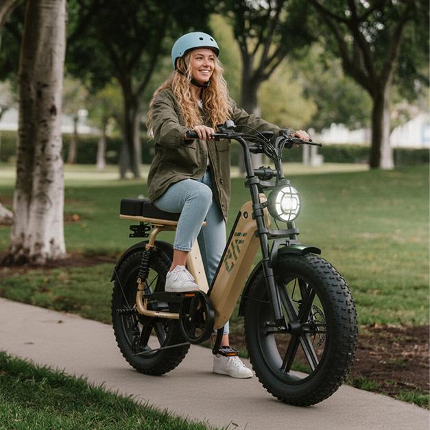 Summervibes 1500W Peak (750W Rated) Electric Bike, 20" Fat Tires, 90Nm Torque, 28MPH Top Speed, 48V 15Ah Battery, 65KM Range, LCD Display & Bluetooth App | Black & Desert Yellow