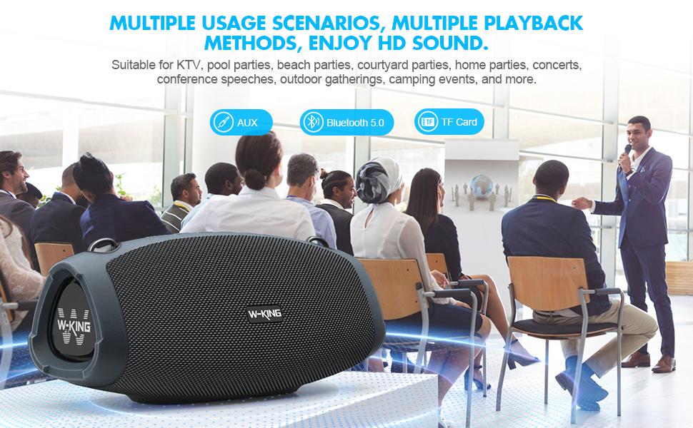 W-KING 120W Bluetooth Speaker, Equipped with Wireless Mic, IPX6 Waterproof, Triple Passive Radiators, 42H Playtime, Power Bank Function, Stereo Sound, AUX/TF Auxiliary Input, Durability for Outdoor Parties,summerwins