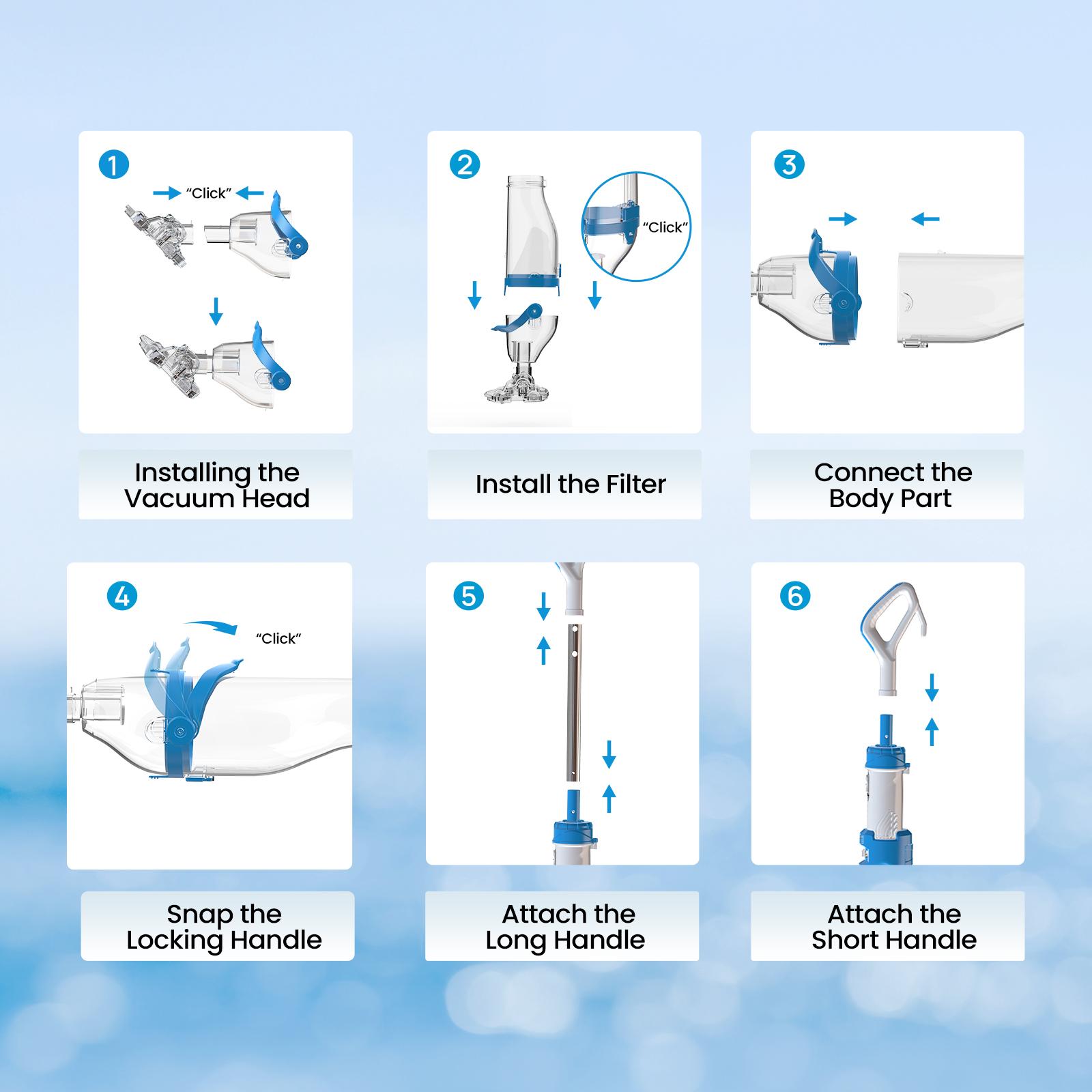 【Summer Vibes】Enhulk New Upgrade PC18 Pool Vacuum for Above Ground Pool with Telescopic Pole, Running time up to 1H, Handheld Design with Powerful Suction up to 18.5 gallon/min Ideal for Leaves, Debris 【Summer Vibes】Enhulk New Upgrade PC18 Pool Vacuum for Above Ground Pool with Telescopic Pole, Running time up to 1H, Handheld Design with Powerful Suction up to 18.5 gallon/min Ideal for Leaves, Debris