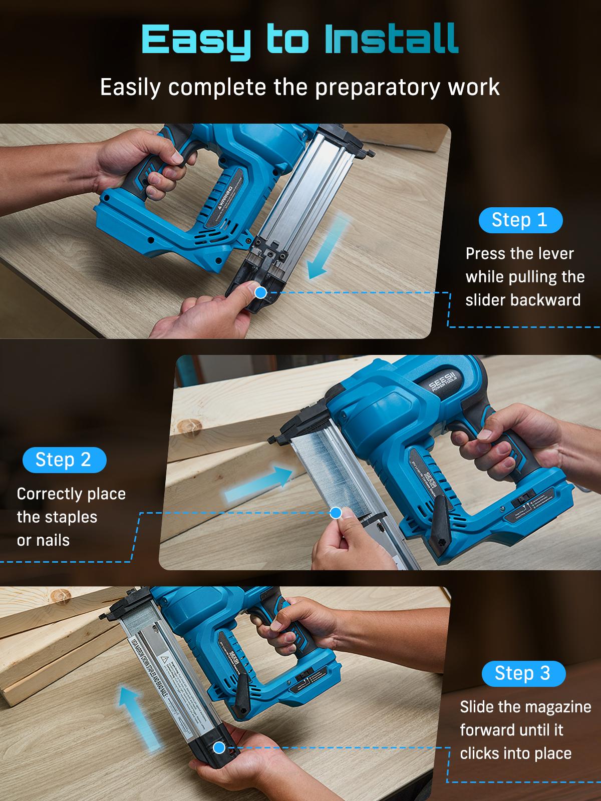 SEESII Cordless 2-in-1 Brad Nailer/Staple Gun (18GA) – 21V Electric Pneumatic Nail Gun w/ 2x4.0Ah Battery & Charger, 1000Pcs Nails, Adjustable Depth | Single/Contact Firing for Upholstery, Woodworking, DIY, dealsforyoudays,HKF50 DealsForYouDays