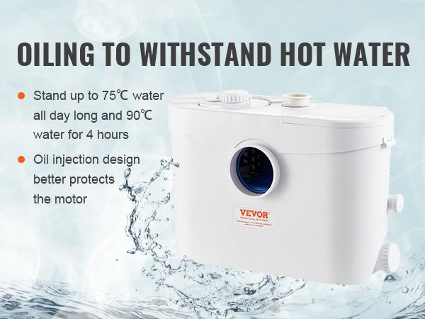 fathersdaygift  VEVOR Macerator Pump, 700W, 9600 L/h Flow, 32.8 ft/10 m Head, Macerator Sewerage Sump Pump with 3 Water Inlets for Toilet, Basement, Kitchen, Sink, Shower, Bathtub Waste Water Disposal Upflush Machine