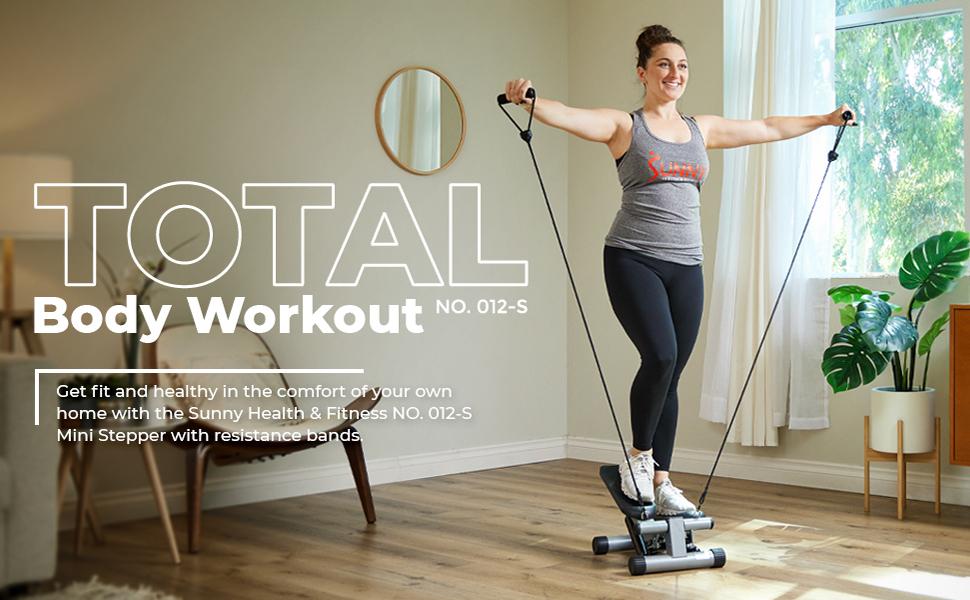 SUNNY Original Mini Stepper with Resistance Bands Whole Body Workout Home Gym Fitness Equipment Quiet Hydraulic Drive Compact Cardio Exercise Machine for Legs Glutes Core and Upper Body 300 lbs Capacity SUNNY Original Mini Stepper with Resistance Bands Whole Body Workout Home Gym Fitness Equipment Quiet Hydraulic Drive Compact Cardio Exercise Machine for Legs Glutes Core and Upper Body 300 lbs Capacity