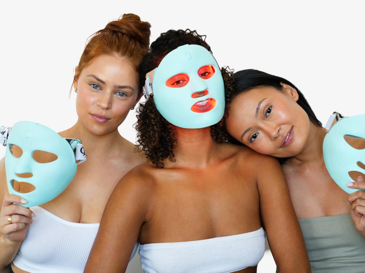 Qure LED Light Therapy Mask for Face - FDA Cleared for Wrinkles & Acne Treatment with 3 Modes, 5 Facial Areas &  5 Lights: Red, Deep-Red, Blue, Amber & Infrared, 3-Min Daily, Eye-Protection, Smart App