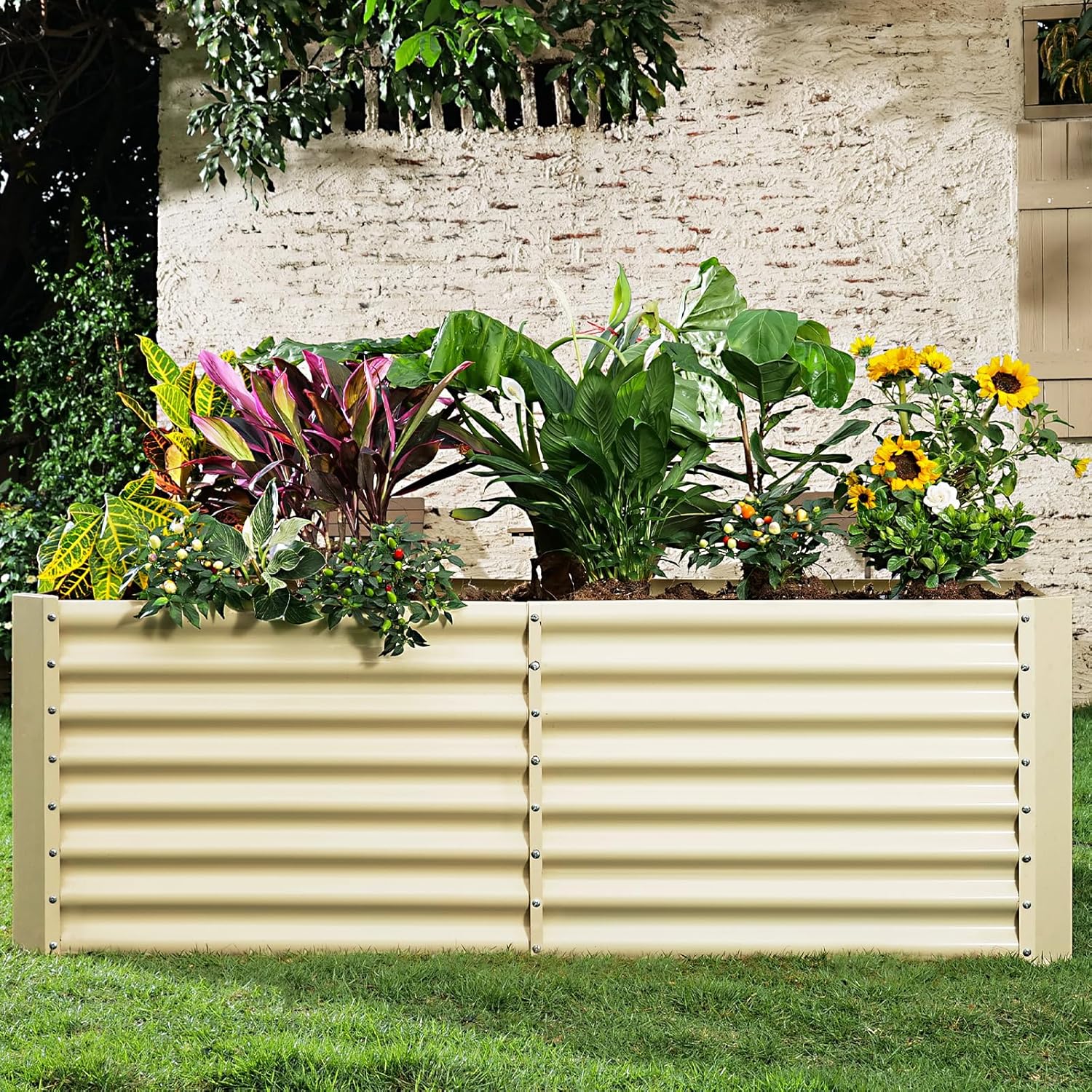 Galvanized Raised Garden Bed, Planter Boxes Outdoor, Raised Garden Beds Outdoor for Vegetables, Flowers, Herbs