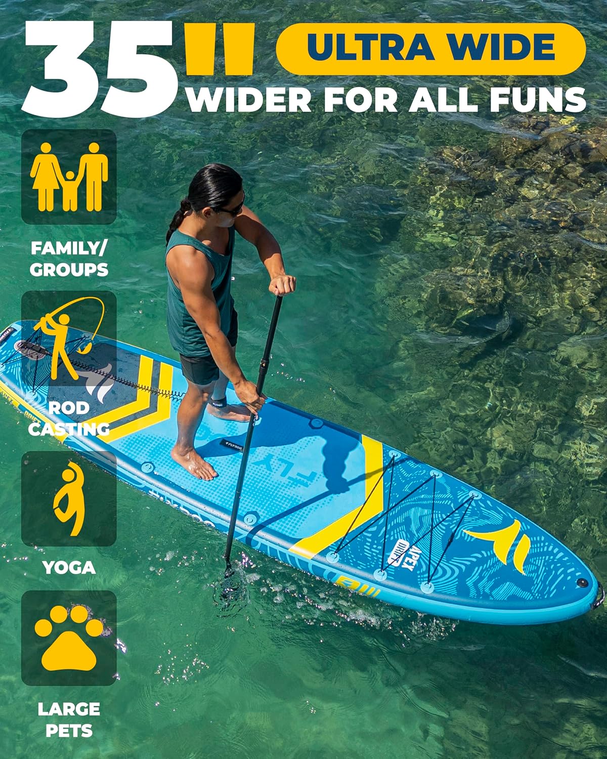 11'6x35'' Extra Wide Inflatable Paddle Board, 450lb Capacity Stand Up Paddle Board for Adults (x3)