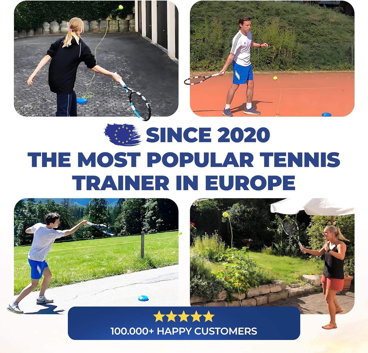 Tennis-Trainer Set with Tennis Ball | Innovative Ball Game for Outdoors, in The Garden, in The Park for Children & Adults