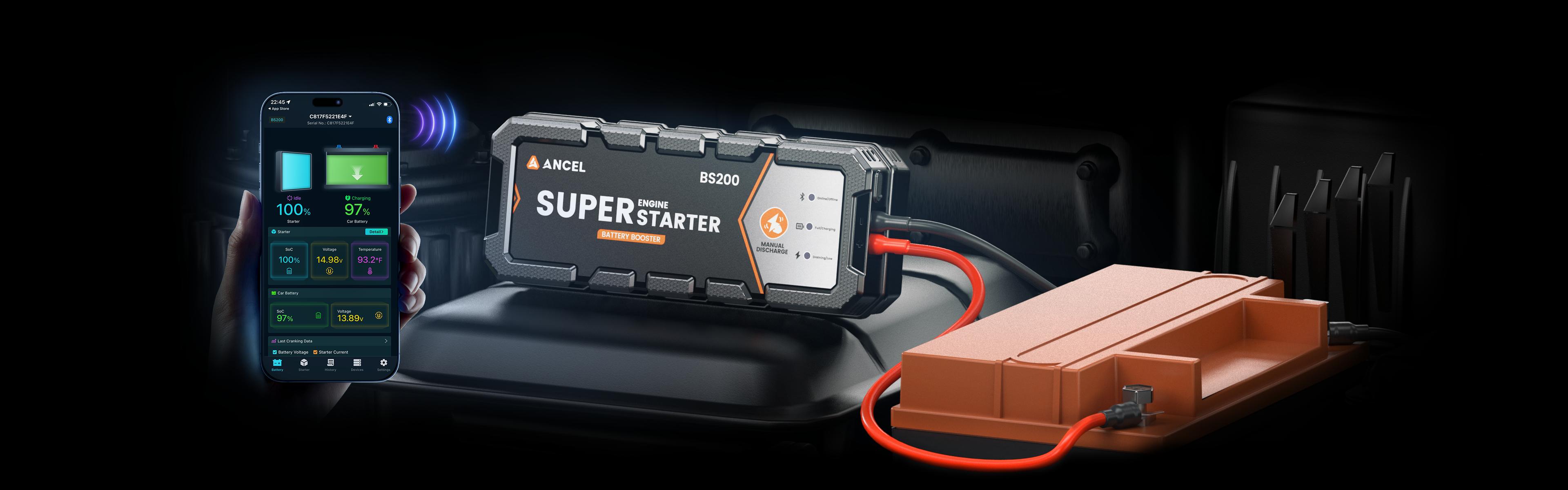 Father's Day Gift &ndash; ANCEL BS200 Super Capacitor Jump Starter with App Battery Health Monitor for 12V Cars & SUVs