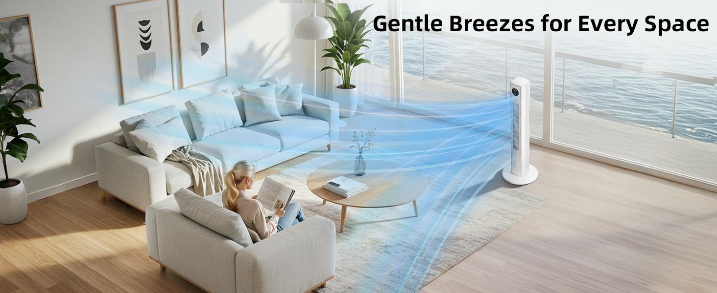 【DealsForYouDays】Antarctic Star Tower Fan Portable Electric 85&deg; Oscillating Fan with Remote Control, Quiet Operation, 3 Speed Settings & 12H Timer, Bladeless Standing Floor Fan for Bedroom & Office