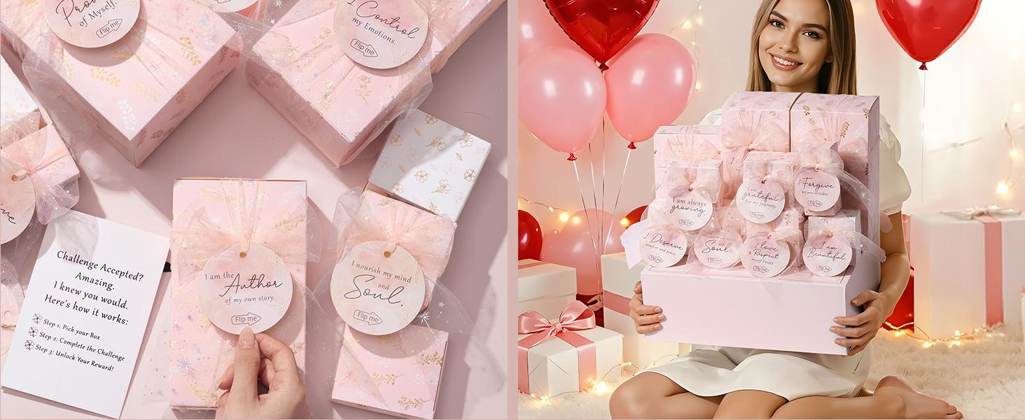 MAYICIVO mothersdaygift for Women &ndash; Birthday Gift Basket for Teen Girls, Filled with Trendy Items & Fun Empowering Challenge Tasks, Perfect Self-Care Spa Set for Mom, Wife, Daughter, Niece, or Sister