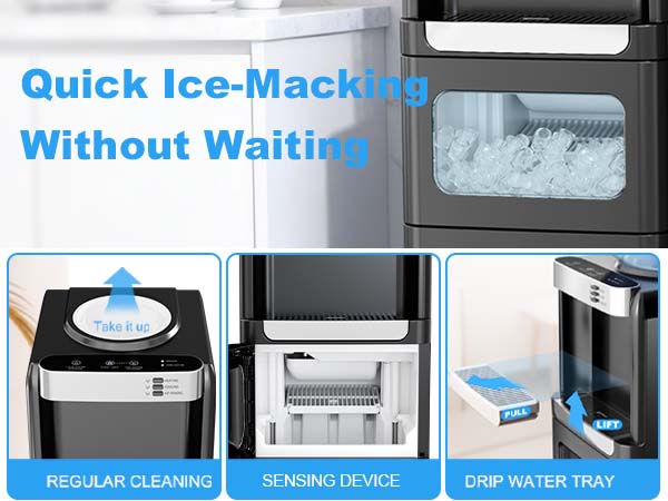 Summervibes[Limited Stock] Antarctic Star 3-in-1 Hot and Cold Water Cooler Chiller System Dispenser with Built-in Ice Maker, for 3 to 5 Gallon Bottle Water Dispenser，with Child Safety Lock，Black