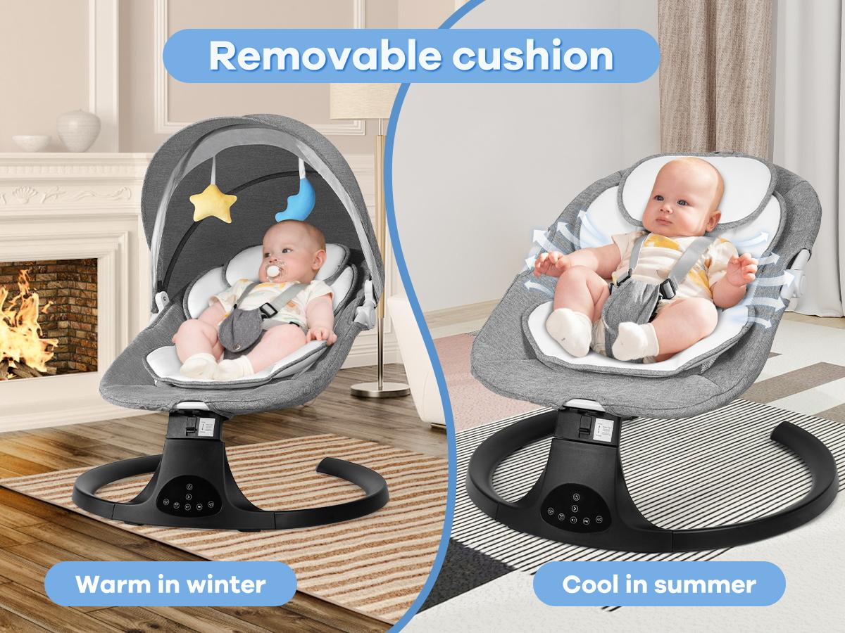 Baby Electric Bouncer, Baby Rocker, Electric swing, 5 Speed & 10 Lullabies, Baby Bassinet, Adapter & Battery Powered, For Indoor Use, Remote Control#DealsForYouDays