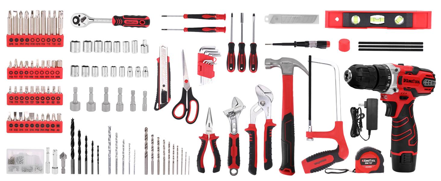 【FathersDayGift】KingTool 276-Piece Tool Set Kit - Tool kit with 12V Cordless Power Drill Driver Toolbox Storage Case with Drawer, Drill Set Perfect for Homeowner, Diyer, Handyman 【FathersDayGift】KingTool 276-Piece Tool Set Kit - Tool kit with 12V Cordless Power Drill Driver Toolbox Storage Case with Drawer, Drill Set Perfect for Homeowner, Diyer, Handyman