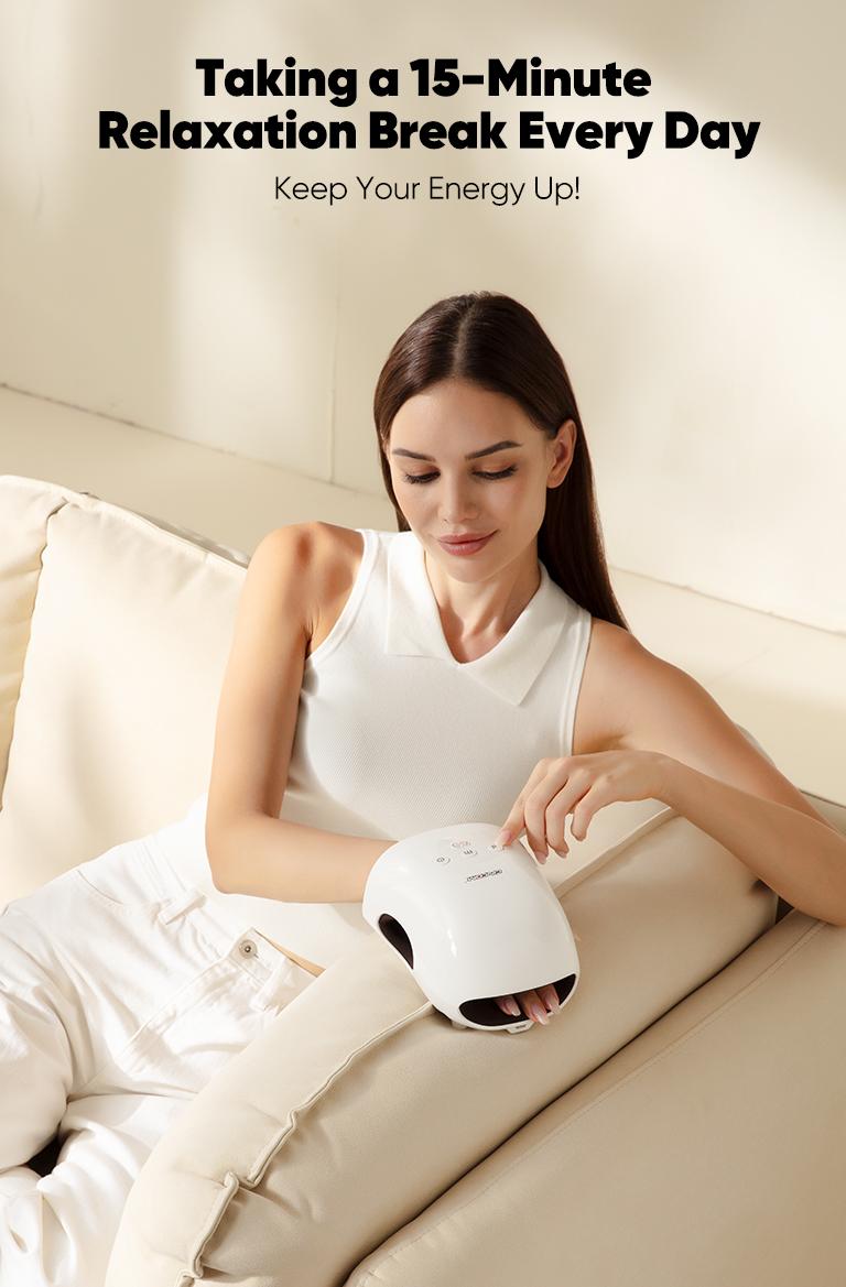 CINCOM Portable Hand Massager, Cordless, Advanced Airwave Technology, Customized Mode & Heating Function, Long-Lasting Battery Life, Auto-Off Feature, Perfect for Daily Relaxation, Comfort, White, Ideal Gift for Christmas & Birthday,summerwins