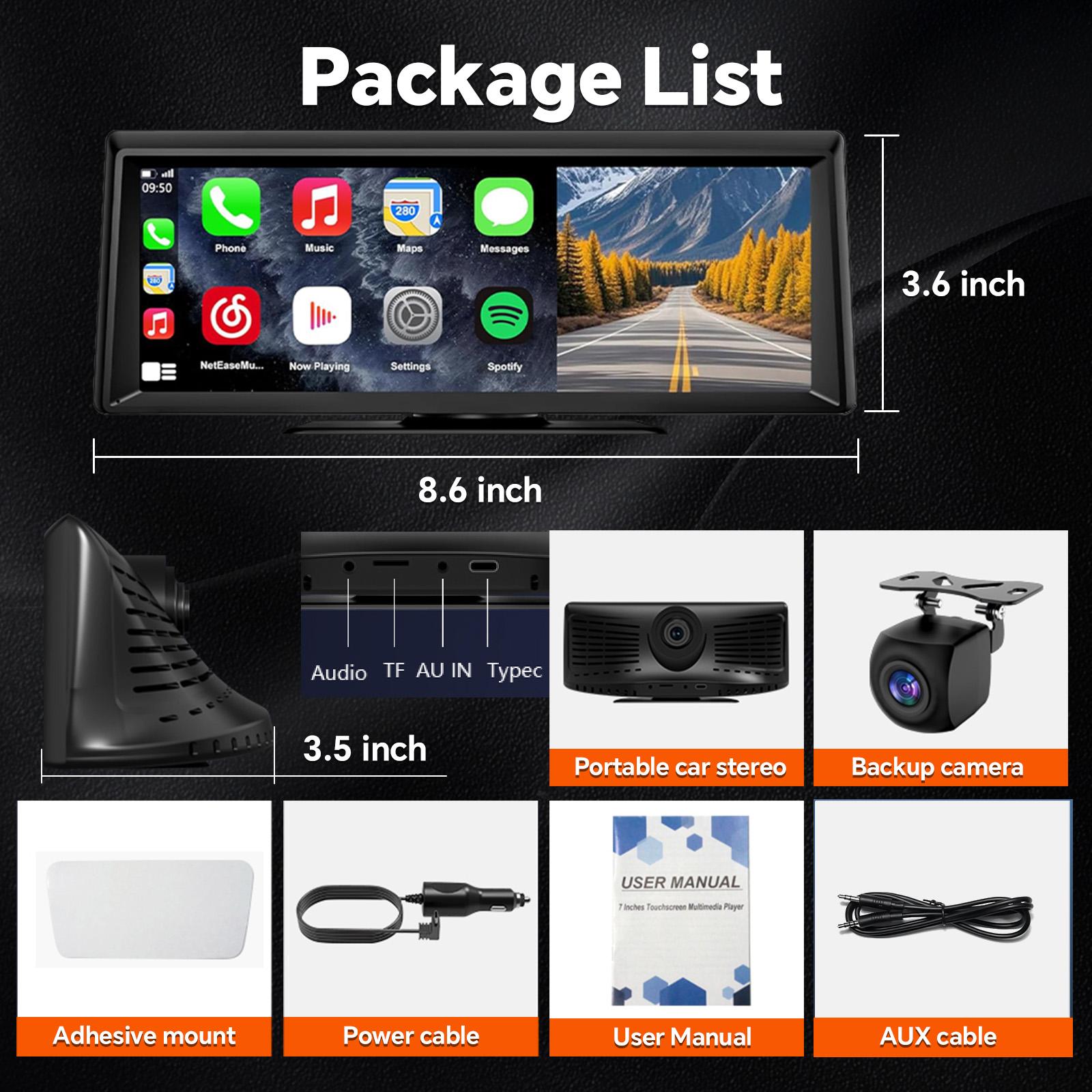 【HiEHA】2026 Dash Cam with 8.14" Wireless CarPlay Touchscreen, Wireless Carplay & Android Auto, 1080P Backup Camera, 2K Front, Mirror Link/Bluetooth/GPS Navigation/Satellite Radio for All Vehicles