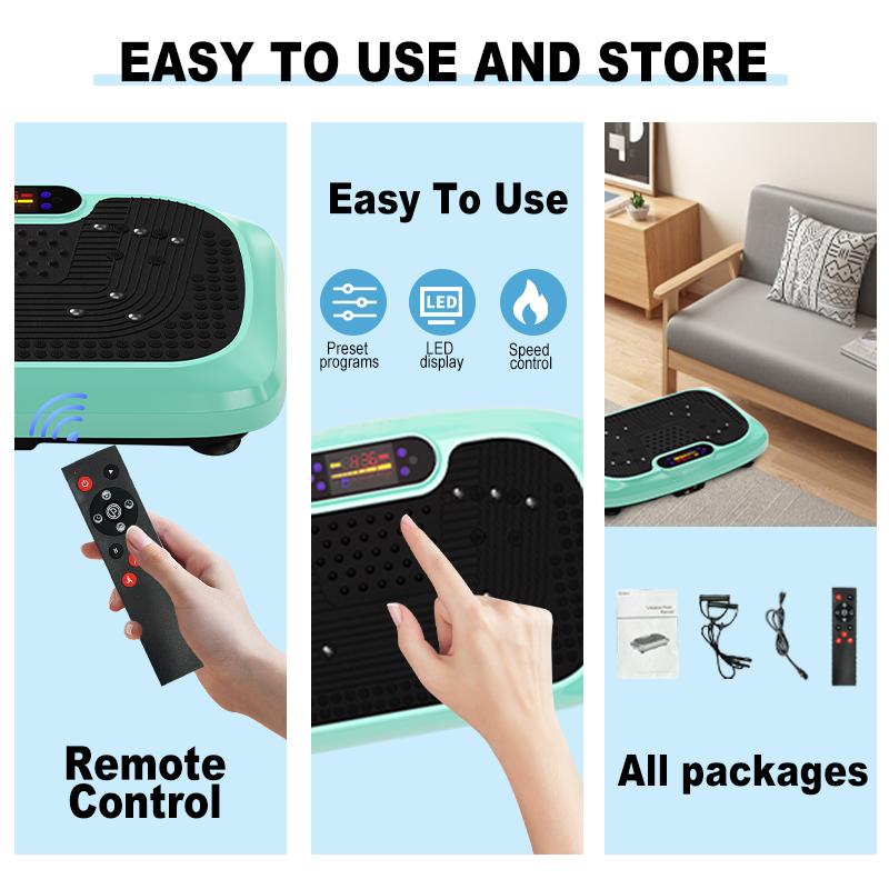 HOTWAVE Vibration Plate Exercise Machine 450 LBS Capacity 60Hz High Frequency 120 Speed Levels Resistance Bands for Home Gym Summervibes