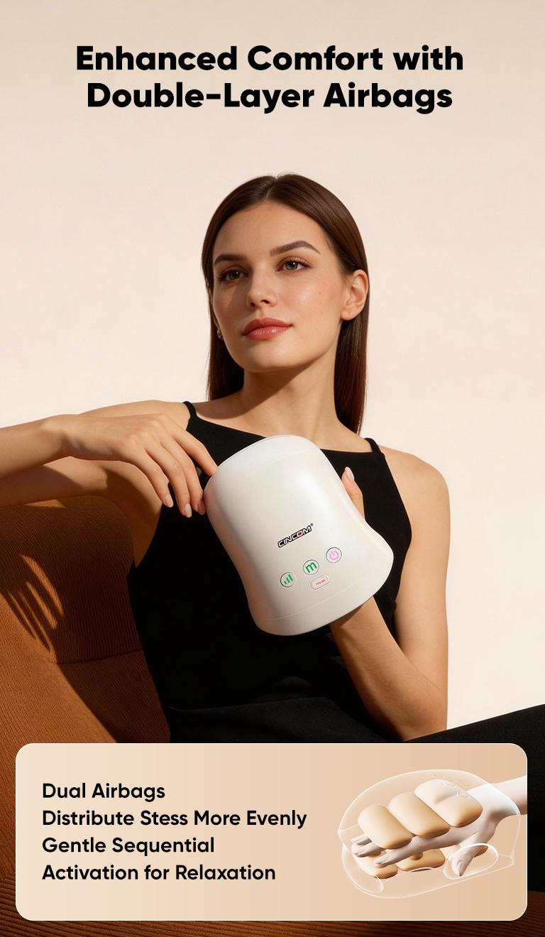 CINCOM Portable Hand Massager, Cordless, Advanced Airwave Technology, Customized Mode & Heating Function, Long-Lasting Battery Life, Auto-Off Feature, Perfect for Daily Relaxation, Comfort, White, Ideal Gift for Christmas & Birthday,summerwins