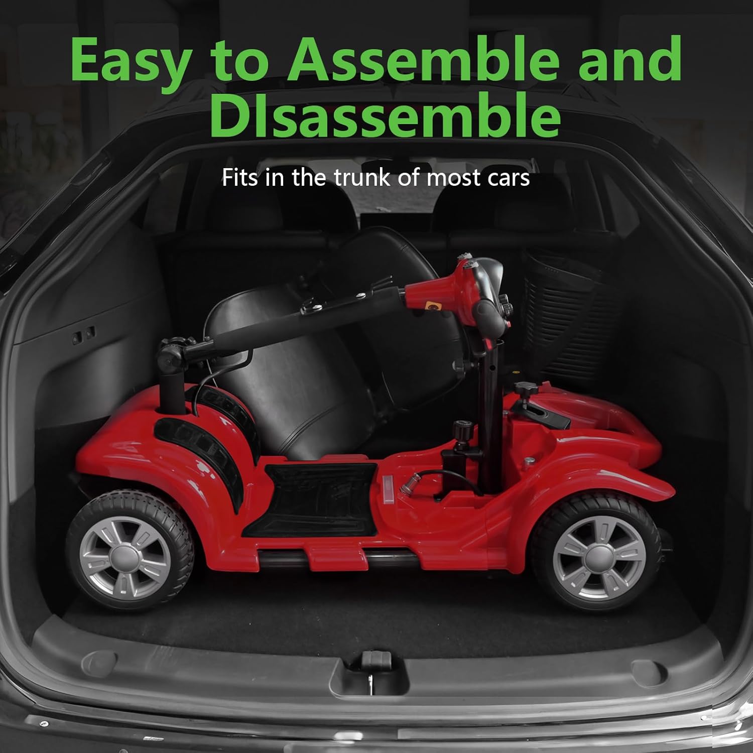 Portable Mobility Scooter for Adults Seniors 4 Wheel Electric with Removable Battery 3 Piece Quick Disassembly LED Headlight Basket 300lbs Capacity Portable Mobility Scooter for Adults Seniors 4 Wheel Electric with Removable Battery 3 Piece Quick Disassembly LED Headlight Basket 300lbs Capacity