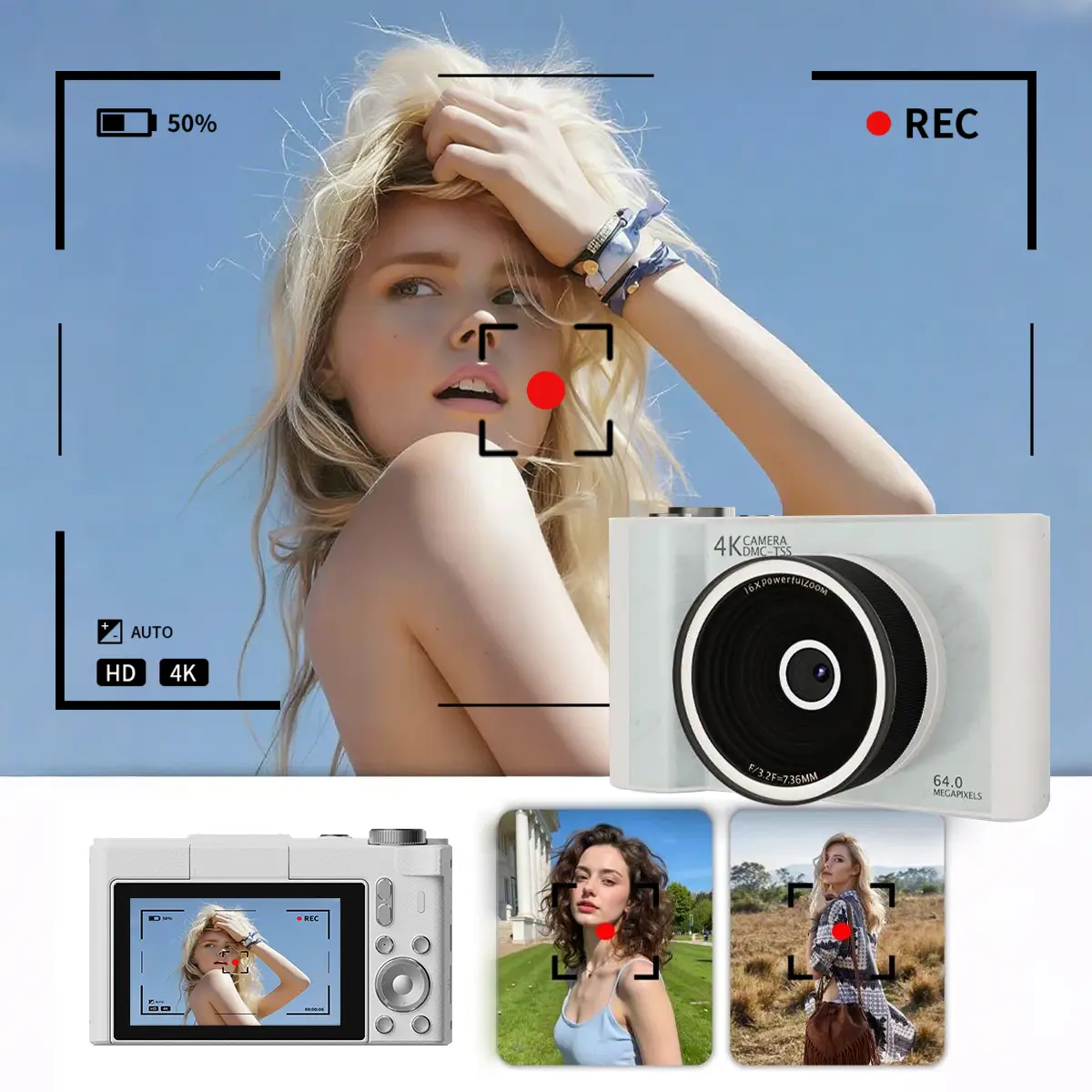 Digital Camera for Photography, Y2K Foldable Screen Portable Vlogging Camera with 32GB SD Card, Wrist Strap, Self Timer, Smooth Video vlogging Camera, Ideal Gift for Girls, Boys Teenagers, and Beginners, Birthday Christmas Valentine's Day Gift