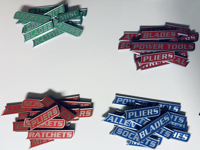 ColKy Designs - 12-Pack Premium Magnetic Toolbox Labels for Tool Organization - 12 Pack of High Quality 3D Printed Personalized Magnets for Metal Cabinets, Drawers, Tool Chests, Decor Plastic Gift - Made to Order &bull; Core Colors &bull; No Custom Text