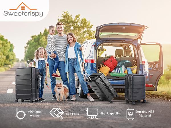 Travel Luggage, 20"/24"/28" Hardshell ABS Suitcase with Double Spinner Wheels, Lightweight Expandable Rolling Luggage with TSA Lock, Hardshell Abs Luggage