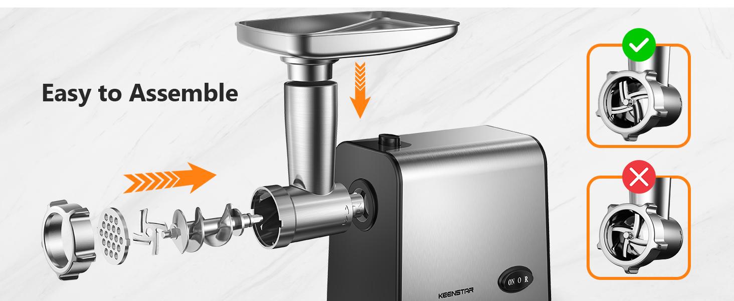 Electric Meat Grinders, Sausage Stuffer Maker 450W(3000W Max) Food Grinder with Blade & 3 Plates,Tubes & Kubbe Kit,Stainless Steel Meat Mincer Machine Ground Beef/Pork Home Kitchen Appliances Slicer