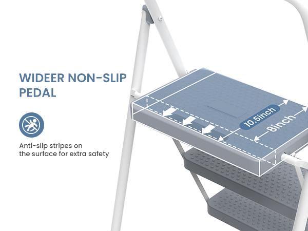 Sweet Furniture S - Step Ladder, Foldable Stool with Wide Pedal, Cushioned Handle, 800lbs Capacity for Home Kitchen and Outdoor