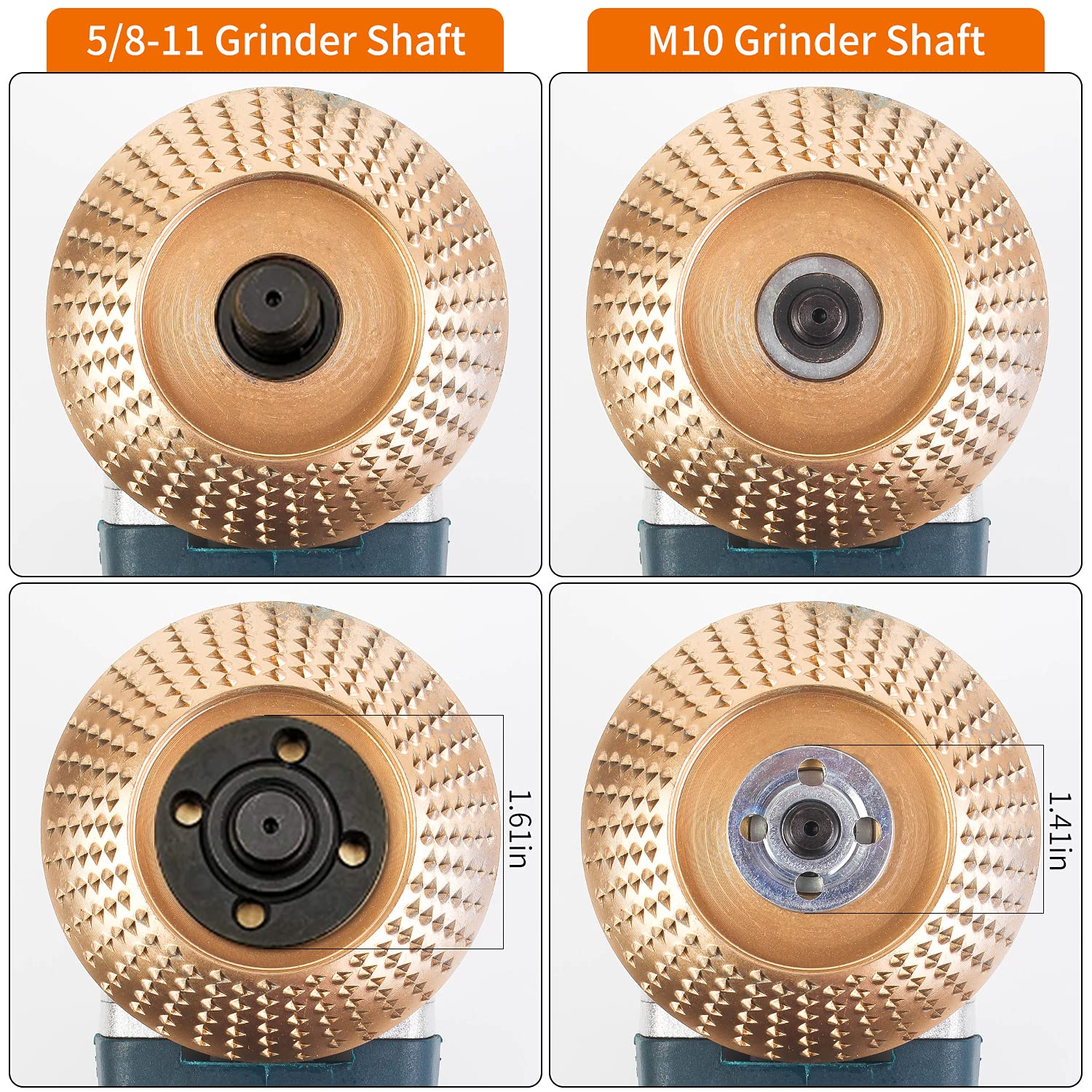 Upgraded 3PCS Wood Carving Disc Set for 4" or 4 1/2" Angle Grinder with 5/8" Arbor, Grinding Wheel Shaping Disc for Wood Cutting, Grinder Cutting Wheel Attachments