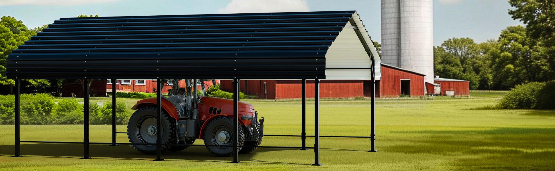 Walsunny Carport, 12x20x8.5 FT Heavy Duty Steel Carport Canopy for Outdoor Activities and Events, Iron Metal Carport Garage for Pickup, Boat, Car and Tractors, Grey