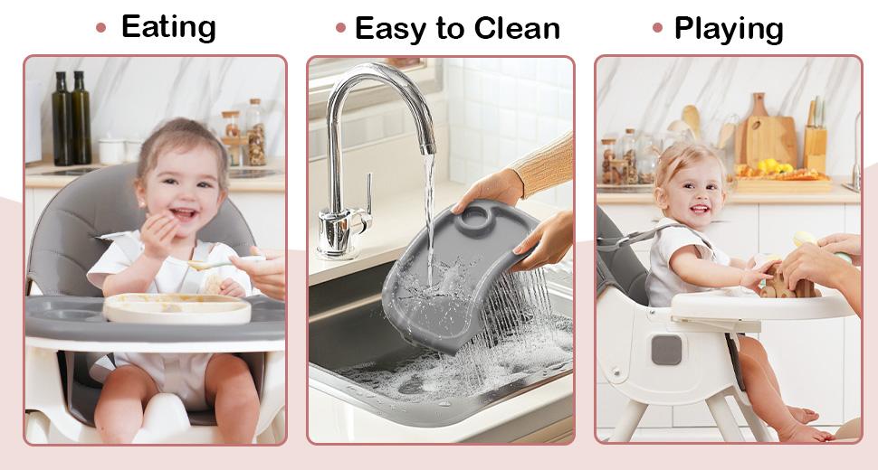 【Mothers Day gift】Baby High Chair 6 in 1 Convertible High Chair with 5-Point Safety Harness, Adjustable Dining Tray, Easy to Clean Surface, Robust Design, #SummerVibes 【Mothers Day gift】Baby High Chair 6 in 1 Convertible High Chair with 5-Point Safety Harness, Adjustable Dining Tray, Easy to Clean Surface, Robust Design, #SummerVibes