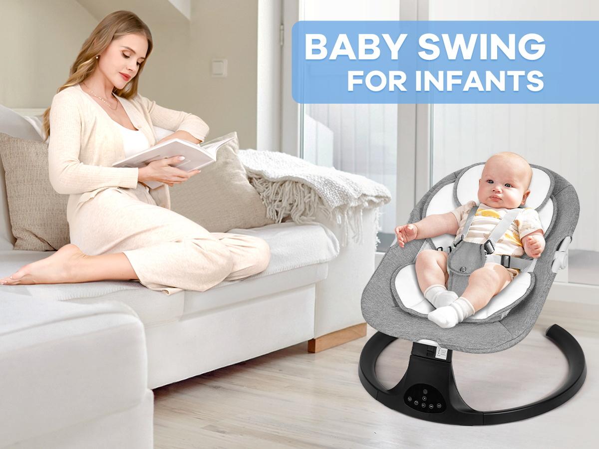 Baby Electric Bouncer, Baby Rocker, Electric swing, 5 Speed & 10 Lullabies, Baby Bassinet, Adapter & Battery Powered, For Indoor Use, Remote Control#DealsForYouDays