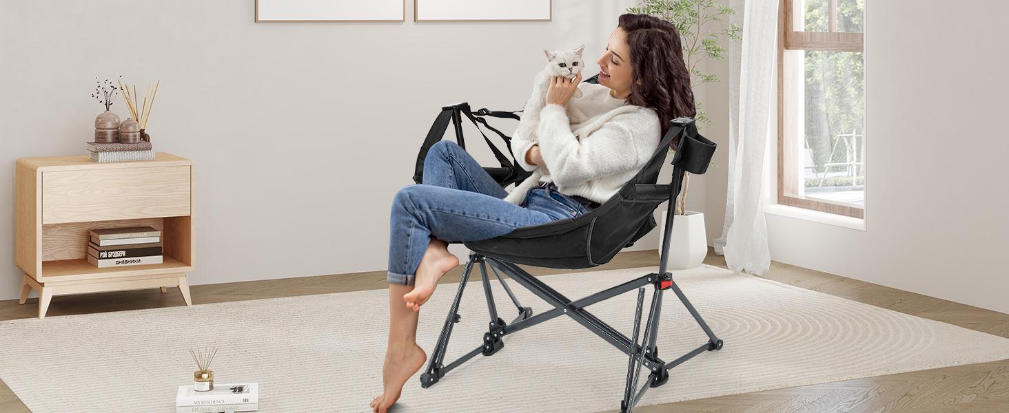 【Mother's Day Gift】GDY Hammock Camping Chair, Swing Chair Rocking Chair With Pedal, Max 450 lbs Capacity hammock life