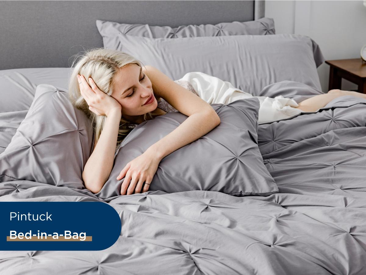 【Memorial Day Deals】Bedsure Soft  Washable Pintuck Comforter Set -4/7-Piece Set, Multi-Color, Cloud-like, Ultra-Soft, Elegant Design,  Luxury Bedroom Decor Accessories, Breathable, All-Season Bedding, Hotel Quality