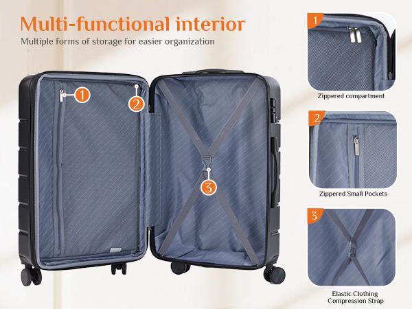Travel Luggage, 20"/24"/28" Hardshell ABS Suitcase with Double Spinner Wheels, Lightweight Expandable Rolling Luggage with TSA Lock, Hardshell Abs Luggage